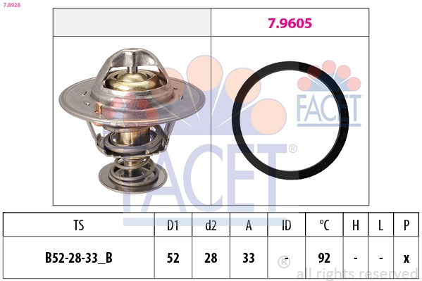 Thermostat, coolant Made in Italy - OE Equivalent 7.8928