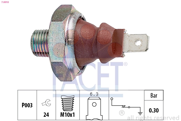 Oil Pressure Switch Made in Italy - OE Equivalent 7.0010