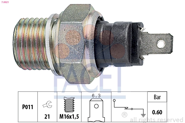 Oil Pressure Switch Made in Italy - OE Equivalent 7.0021