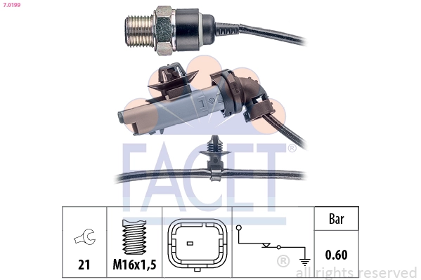 Oil Pressure Switch Made in Italy - OE Equivalent 7.0199