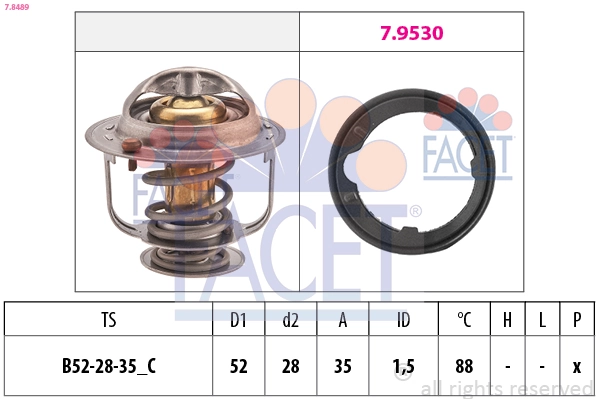 Thermostat, coolant Made in Italy - OE Equivalent 7.8489