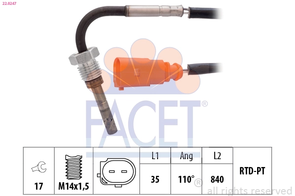 Sensor, exhaust gas temperature Made in Italy - OE Equivalent 22.0247