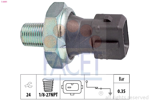 Oil Pressure Switch Made in Italy - OE Equivalent 7.0091