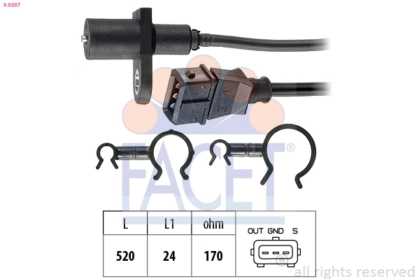 Sensor, crankshaft pulse Made in Italy - OE Equivalent 9.0397