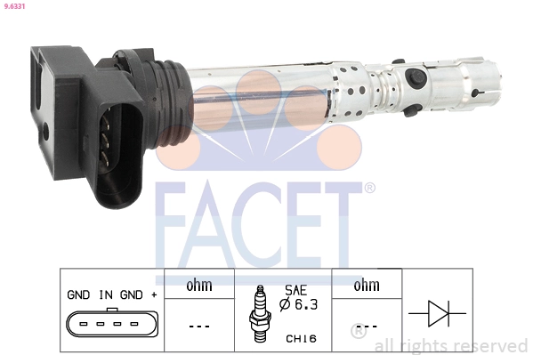 Ignition Coil Made in Italy - OE Equivalent 9.6331