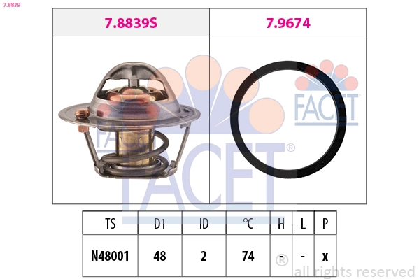 Thermostat, coolant Made in Italy - OE Equivalent 7.8839