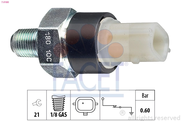 Oil Pressure Switch Made in Italy - OE Equivalent 7.0180