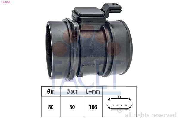 Mass Air Flow Sensor Made in Italy - OE Equivalent 10.1450