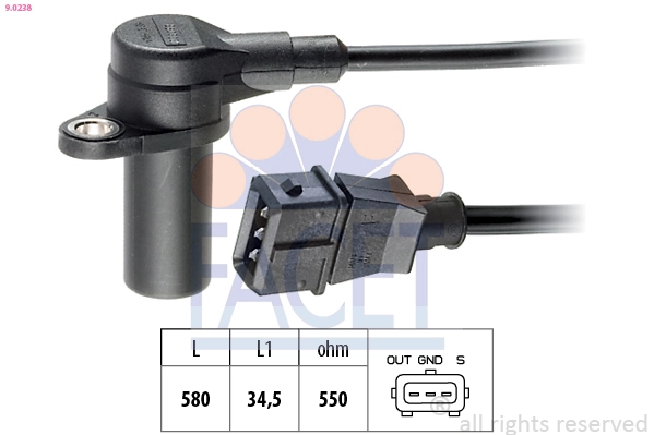 Sensor, crankshaft pulse Made in Italy - OE Equivalent 9.0238
