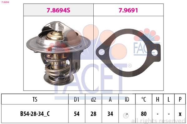 Thermostat, coolant Made in Italy - OE Equivalent 7.8694