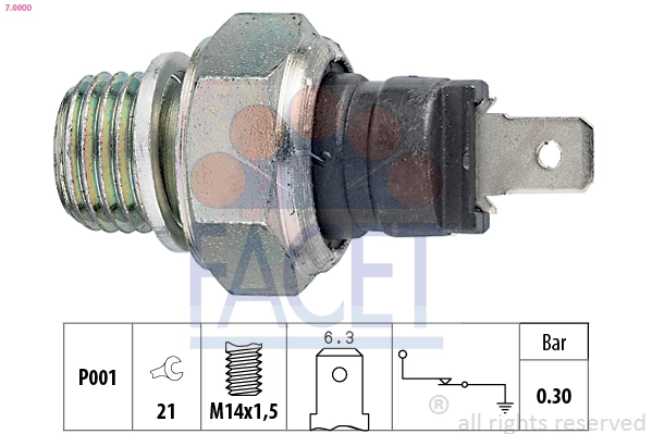 Oil Pressure Switch Made in Italy - OE Equivalent 7.0000