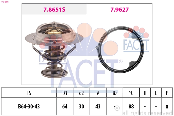 Thermostat, coolant Made in Italy - OE Equivalent 7.7979