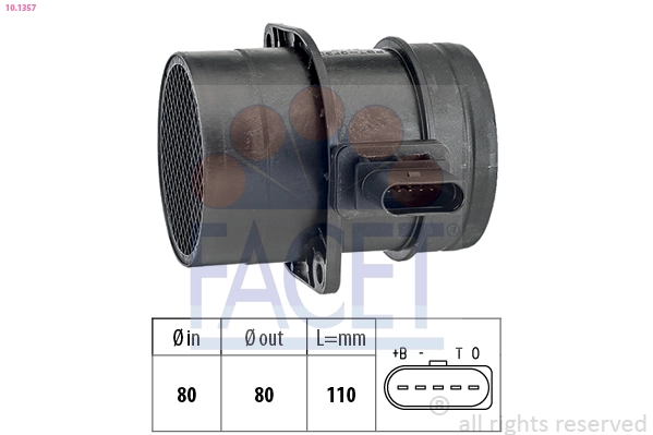 Mass Air Flow Sensor Made in Italy - OE Equivalent 10.1357