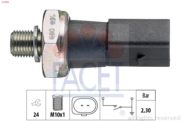 Oil Pressure Switch Made in Italy - OE Equivalent 7.0190