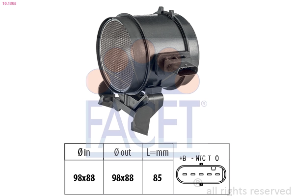 Mass Air Flow Sensor Made in Italy - OE Equivalent 10.1355
