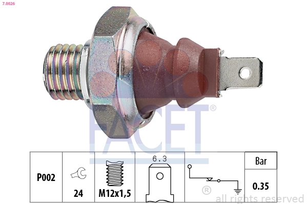 Oil Pressure Switch Made in Italy - OE Equivalent 7.0026