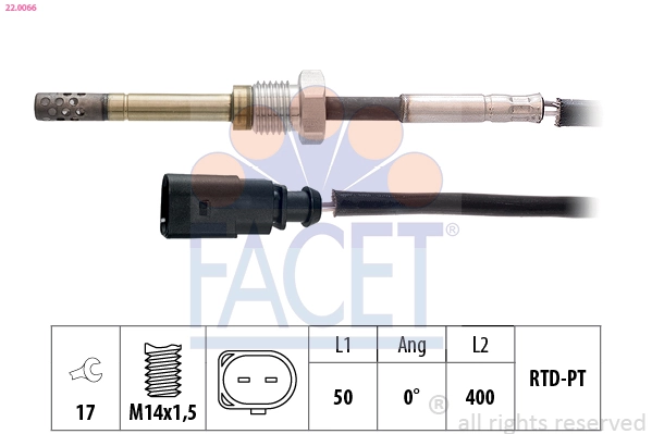 Sensor, exhaust gas temperature Made in Italy - OE Equivalent 22.0066