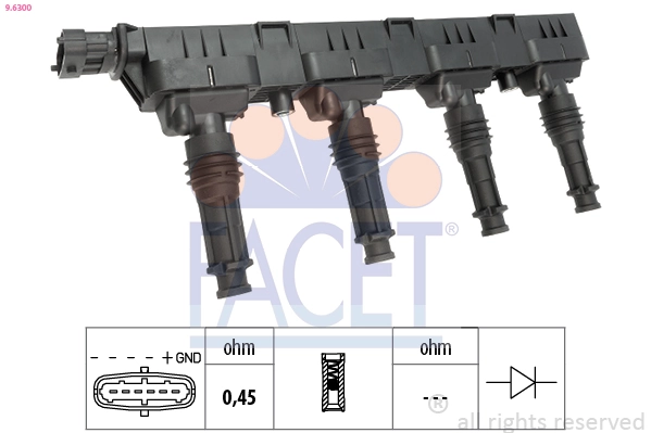 Ignition Coil Made in Italy - OE Equivalent 9.6300