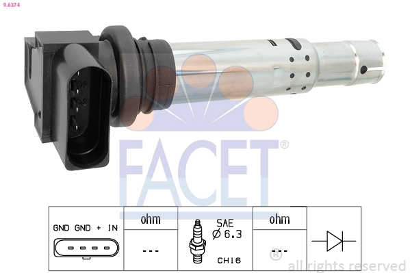 Ignition Coil Made in Italy - OE Equivalent 9.6374