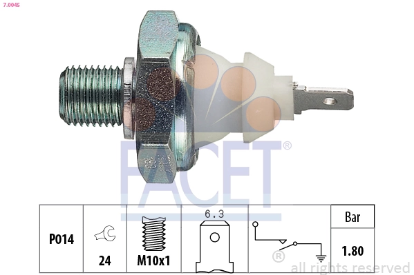 Oil Pressure Switch Made in Italy - OE Equivalent 7.0045