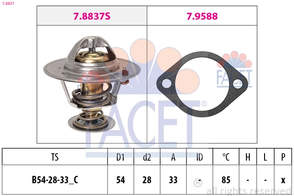 Thermostat, coolant Made in Italy - OE Equivalent 7.8837