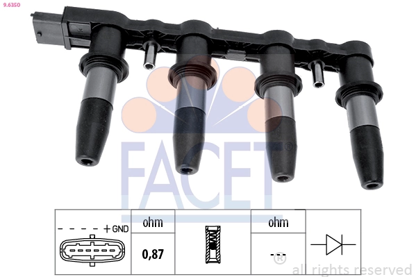 Ignition Coil Made in Italy - OE Equivalent 9.6350