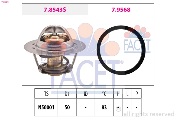 Thermostat, coolant Made in Italy - OE Equivalent 7.8543