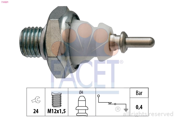 Oil Pressure Switch Made in Italy - OE Equivalent 7.0221