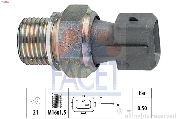 Oil Pressure Switch Made in Italy - OE Equivalent 7.0116