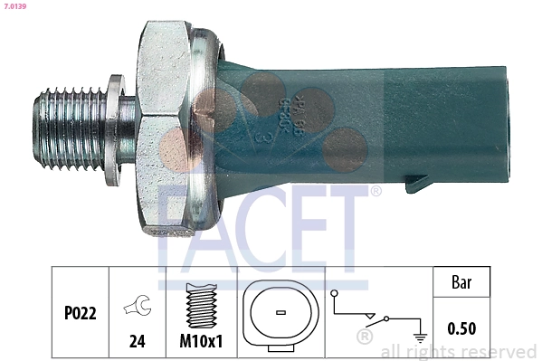 Oil Pressure Switch Made in Italy - OE Equivalent 7.0139