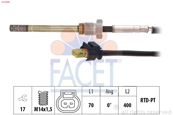Sensor, exhaust gas temperature Made in Italy - OE Equivalent 22.0209