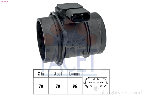 Mass Air Flow Sensor Made in Italy - OE Equivalent 10.1358