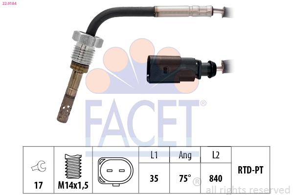 Sensor, exhaust gas temperature Made in Italy - OE Equivalent 22.0184