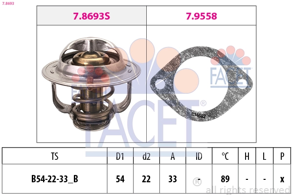 Thermostat, coolant Made in Italy - OE Equivalent 7.8693