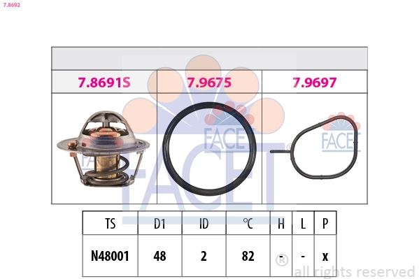 Thermostat, coolant Made in Italy - OE Equivalent 7.8692