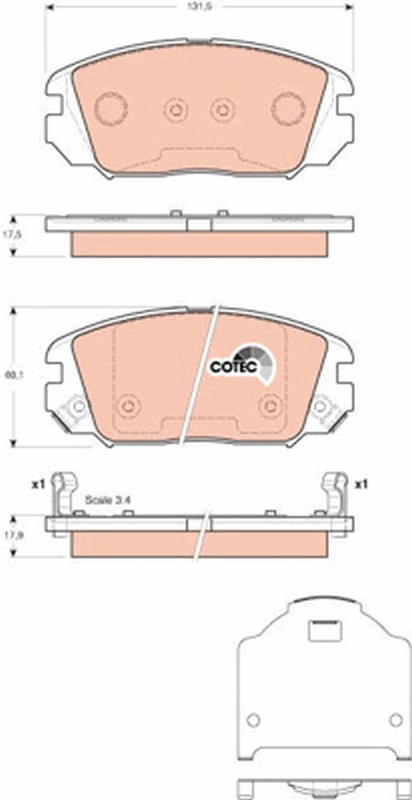 Brake Pad Set, disc brake COTEC GDB3409