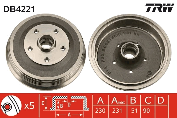 TRW DB4221 Brake Drum