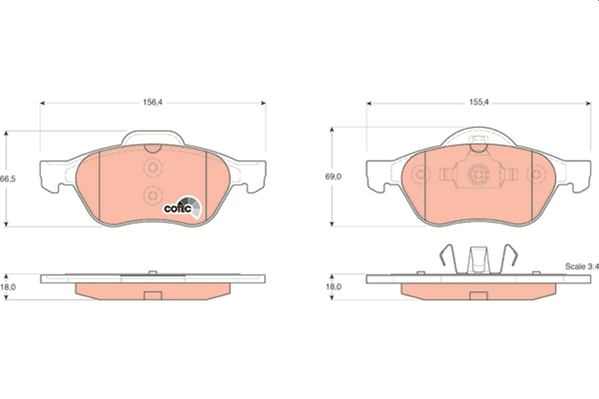 Brake Pad Set, disc brake COTEC GDB1540