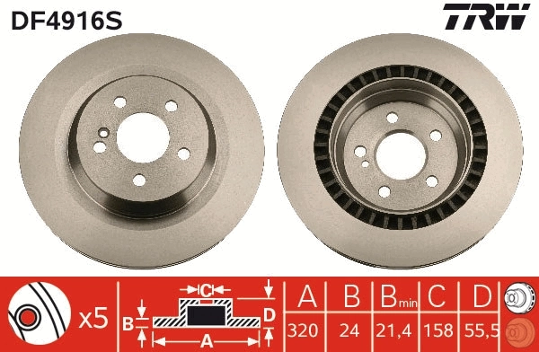 Brake Disc TRW SINGLE DF4916S