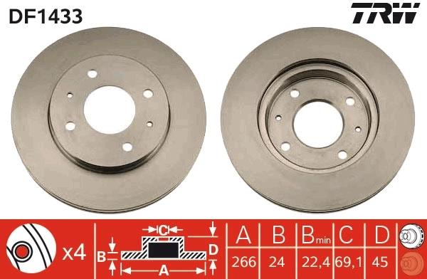 TRW DF1433 Brake Disc