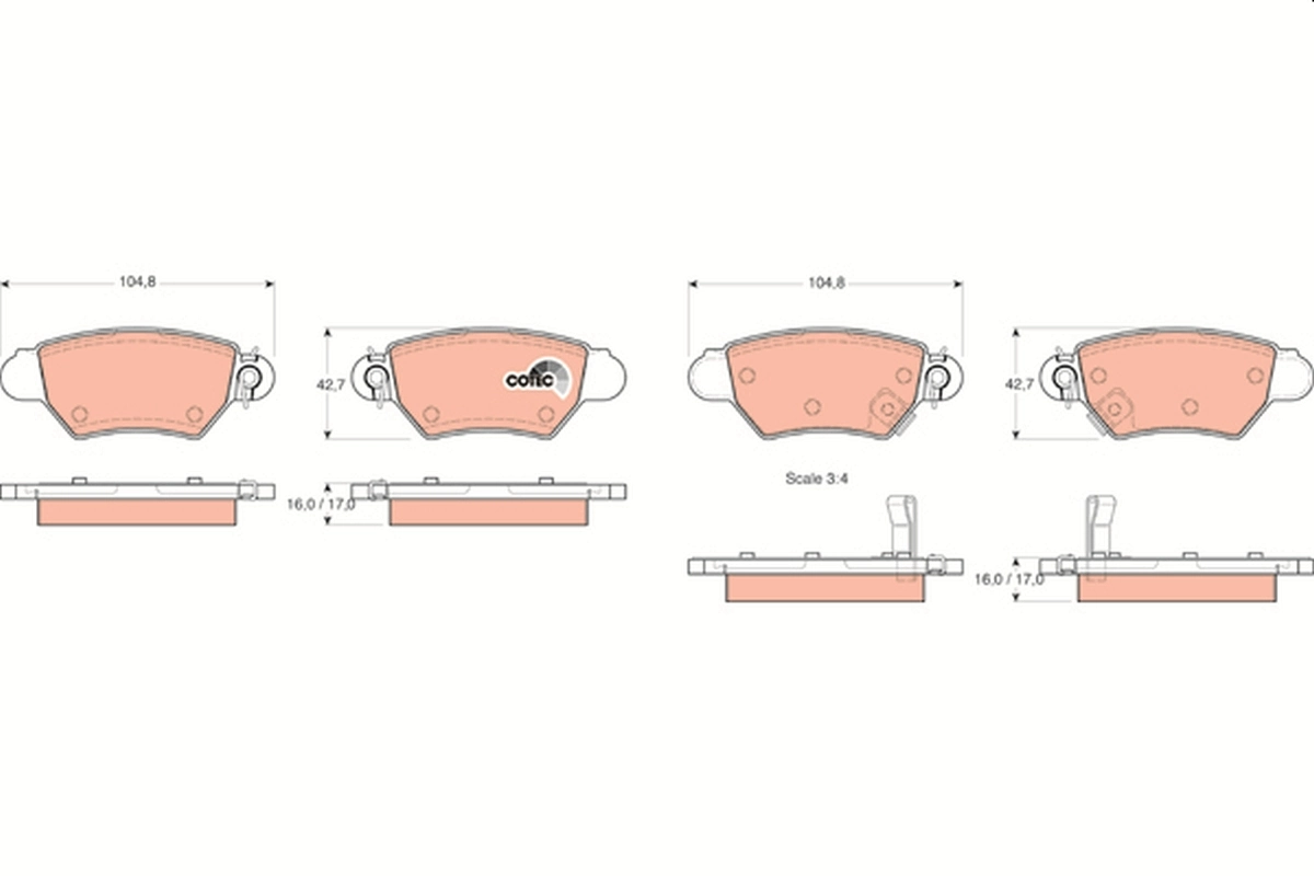 Brake Pad Set, disc brake COTEC GDB1352