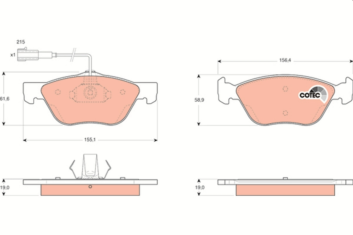 Brake Pad Set, disc brake COTEC GDB1445