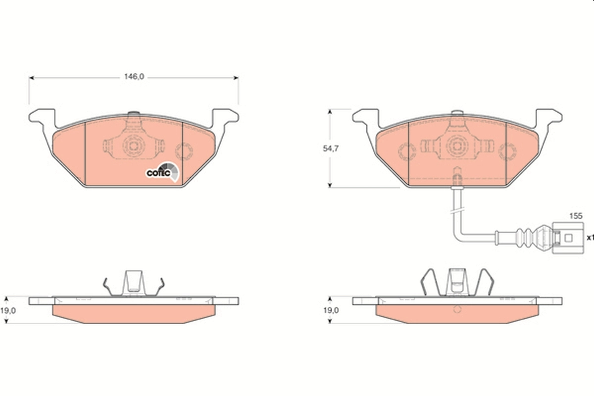 Brake Pad Set, disc brake COTEC GDB1658