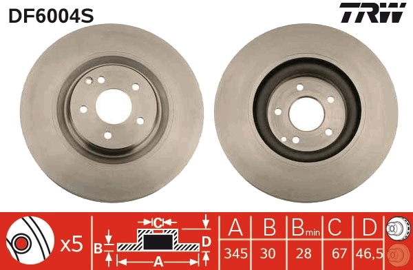 Brake Disc TRW SINGLE DF6004S