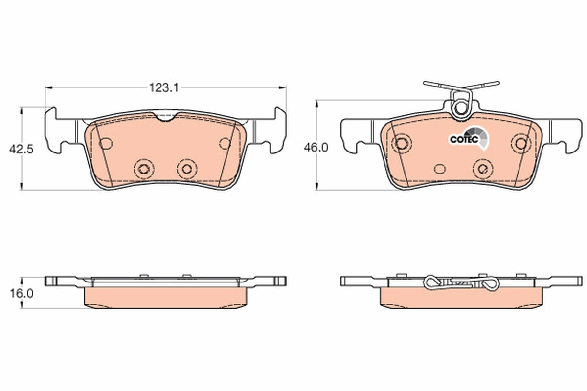 Brake Pad Set, disc brake COTEC GDB2055