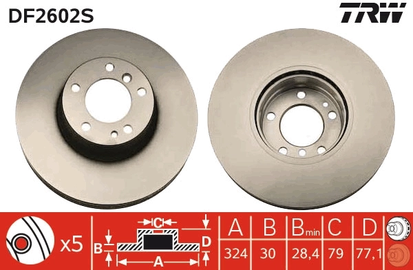 Brake Disc TRW SINGLE DF2602S