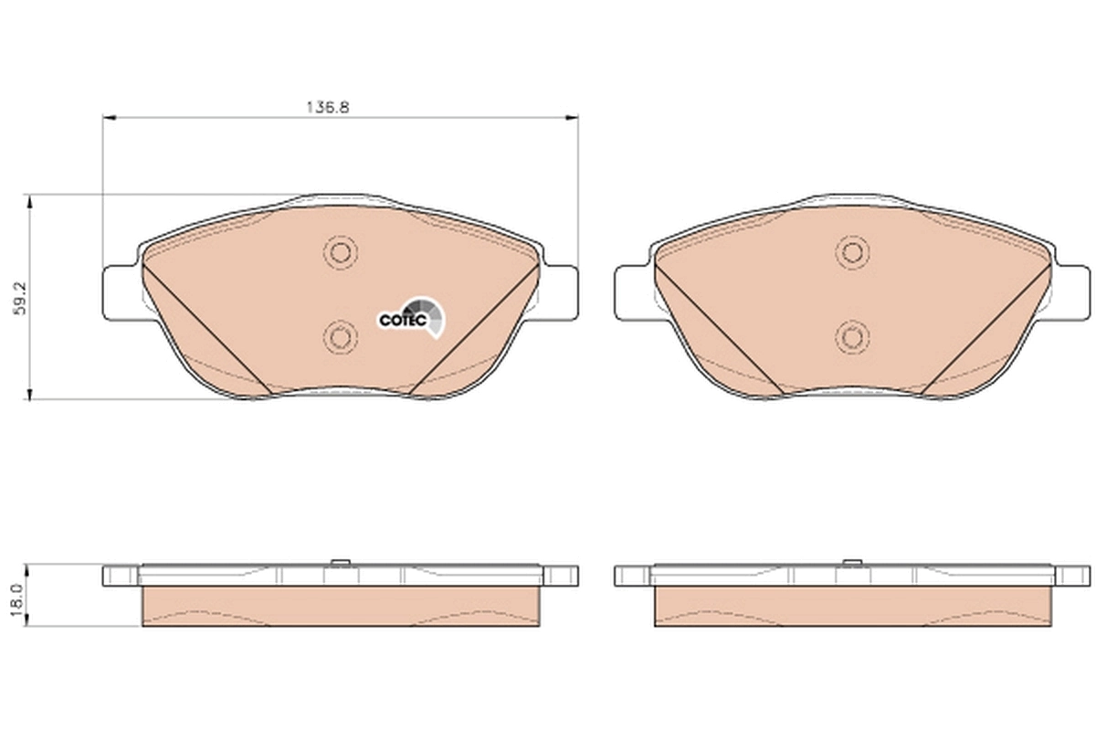 Brake Pad Set, disc brake COTEC GDB1926