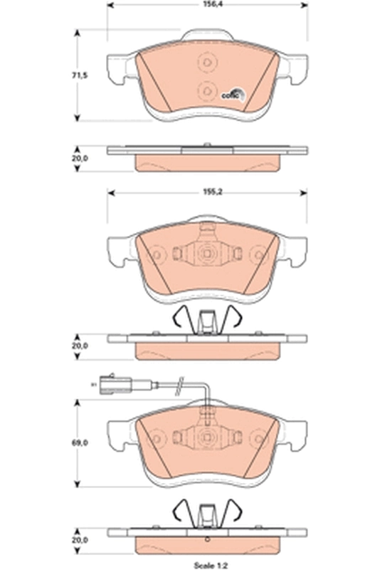 Brake Pad Set, disc brake COTEC GDB1864