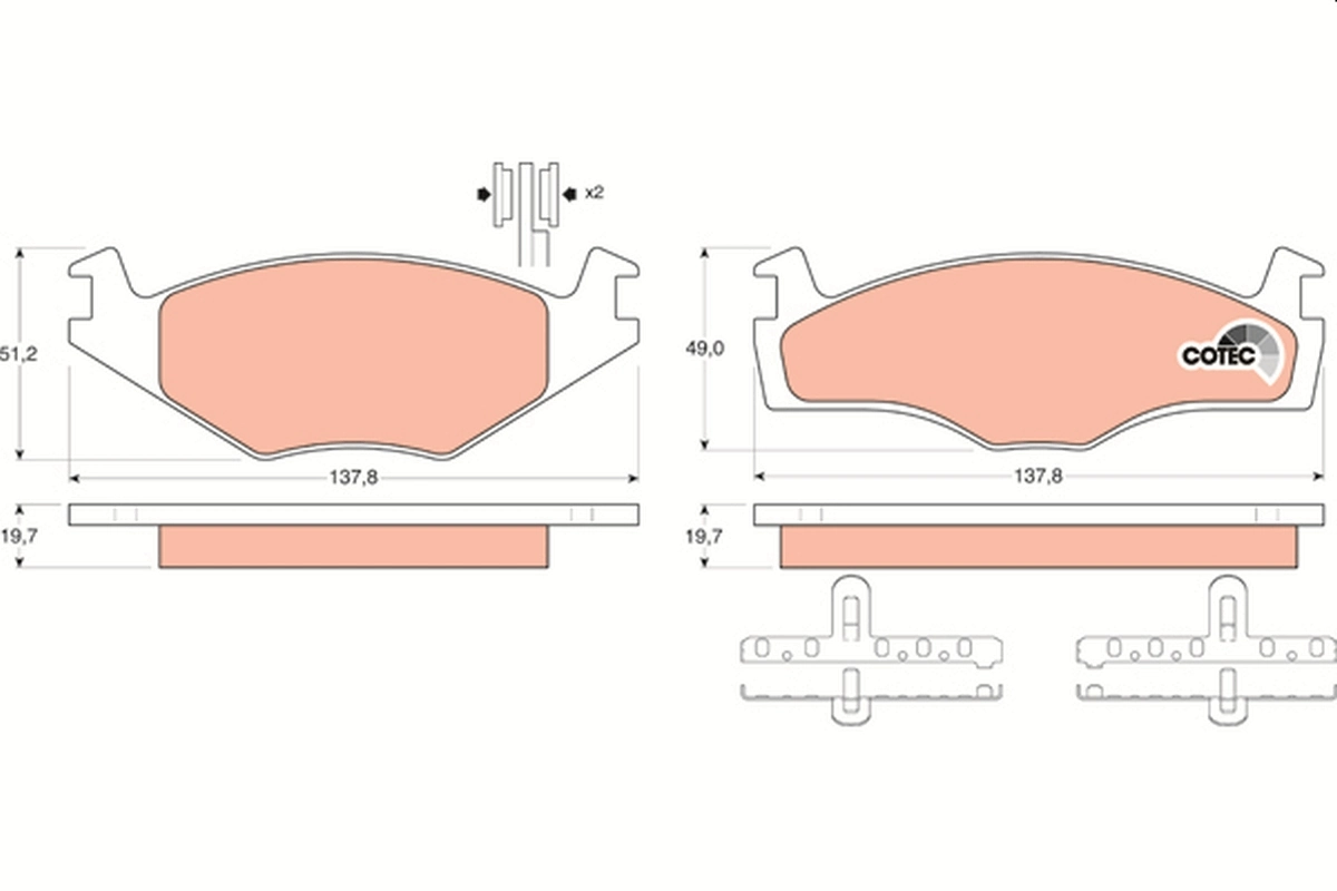 Brake Pad Set, disc brake COTEC GDB454