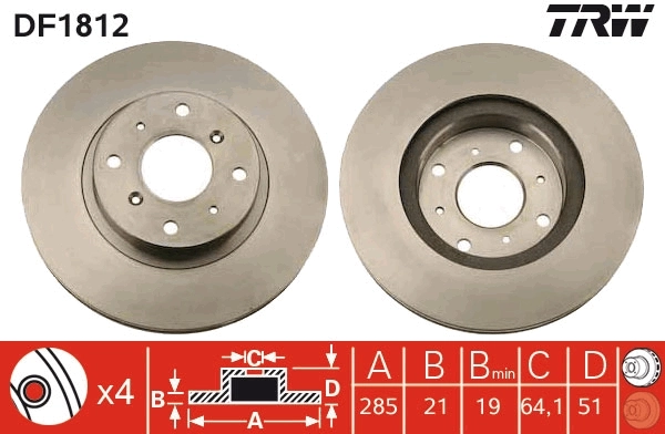 TRW DF1812 Brake Disc